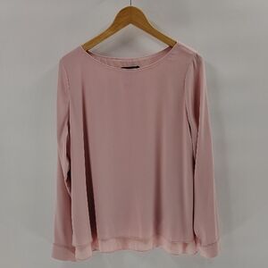 White House Black Market WHBM Pink Blouse Size 14 Long Sleeve Flowy
